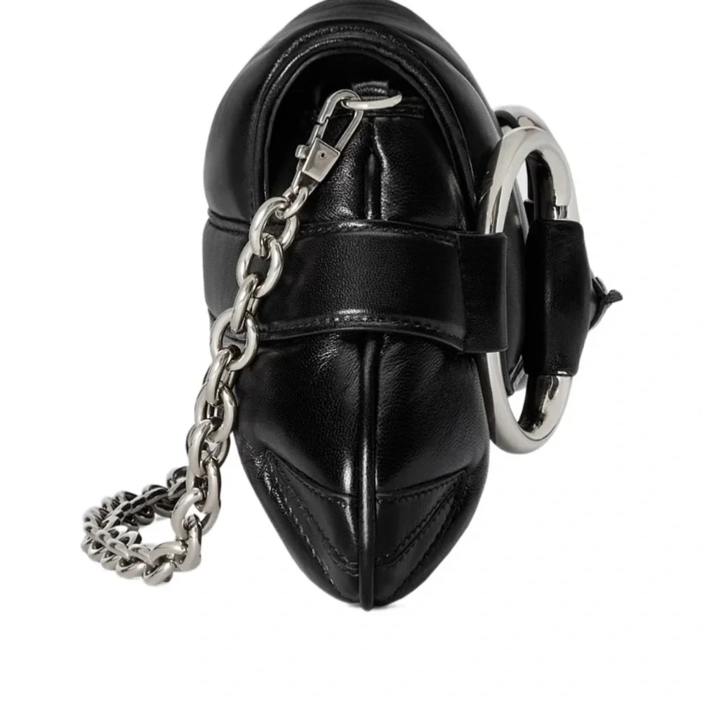 Gucci Horsebit 1955 Matelassé Black Leather Maxi Clutch Chain Shoulder Bag XXL